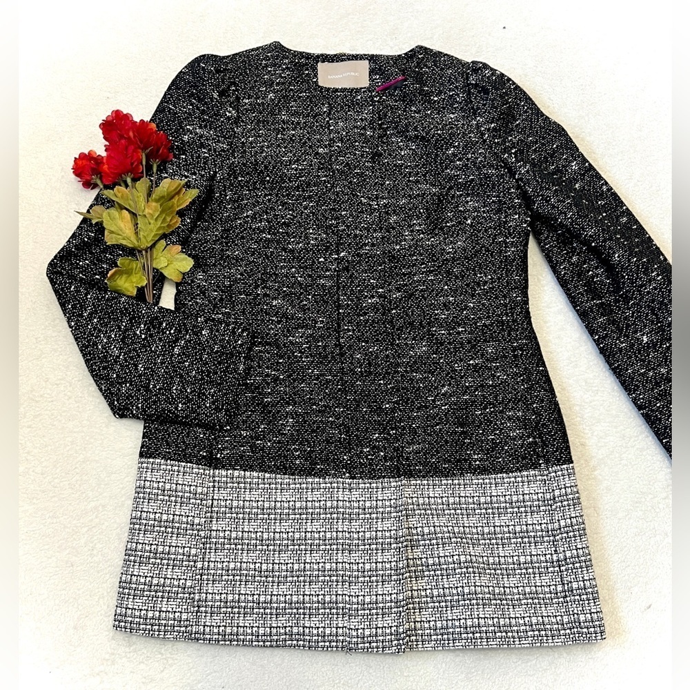 Banana Republic Ombre Black/White Tweed Jacket - XS